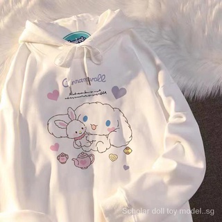 Sanrio Cinnamoroll Babycinnamoroll Graffiti Sweater Hooded Loose-Fitting Coat Top Fleece-Lined Hoodie