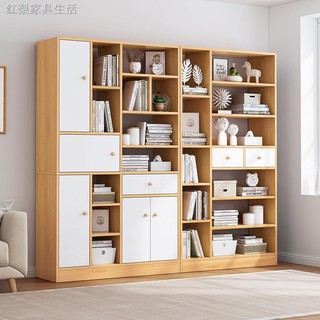 ☼Nordic bookcase simple home student storage cabinet with door living room combination floor-standing bookshelf (1)