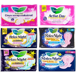 Laurier x4 Bundle Active Day Relax Night Sanitary Pads Assorted 40cm 35cm 30cm 25cm Wing Gathers