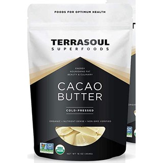 Terrasoul Superfoods Organic Cacao Butter, 1 Lbs - Raw | Keto | Vegan | Unrefined (INSTOCKS)