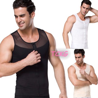 TG Men Sexy Slimming Vest Sleeveless Zipper Solid Color Corset Shapewear Body Shaper Vests Man Underwear Compression Shi