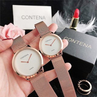 CONTENA Couple Pair Watch 33mm/40mm Men's and Women's Watch Simple Two-Hand Casual Watch Precise Time Quartz Watch Mesh Strap Girls Watch
