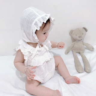 2 Colors Newborn Baby Girls Romper+Hat Set Kids Toddler Girl Lace Cotton Soft Lovely Summer Clothes
