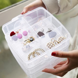 3 layers 18 grids transparent jewelry box 4 colors jewelry storage box detachable jewelry storage storage box
