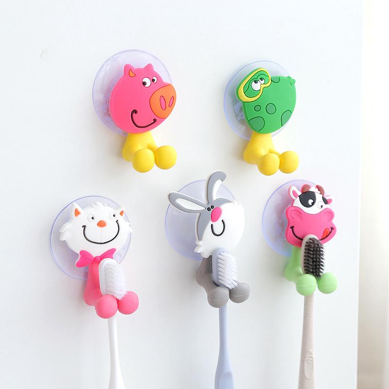 Creative cartoon animal model strong suction cup toothbrush holder