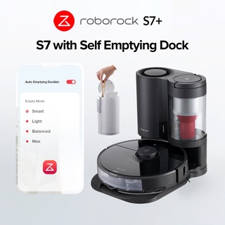 Roborock S7+ Robot Vacuum Cleaner and Auto Empty Dock Bundle (Black), Works With Dust Bag Or Bagless