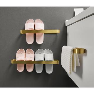 DYH Bathroom slippers rack bathroom organizer wall hanging hook bathroom rack toilet storage drain shelf no perforation or perforation dual-use space aluminum material strong bearing capacity