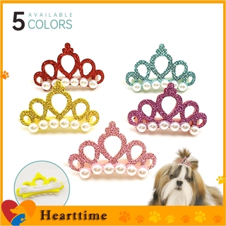 Pet Cat Dogs Artificial Pearl Bows Hair Clips Bows Cute Head Decoration 1pcs