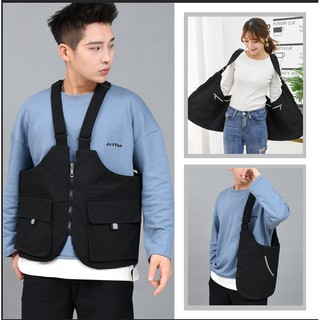 European style trend vest vest bag tactical function wind tooling pocket vest bag boys multifunctional real wearable vest bag boys chest bag backpack