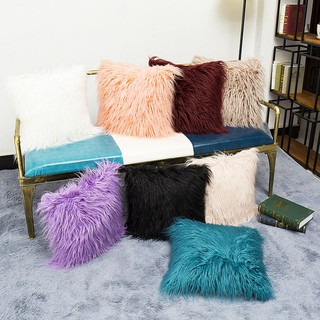Deluxe Home Decorative Super Soft Plush Mongolian Faux Fur Throw Pillow Cover