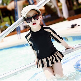 discount 2 Pieces Girl Kids Swimming Suit Baby Long Sleeve Swimsuit Surf Diving Swimwear