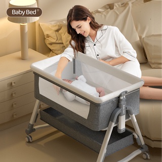 【In stock】Portable Removable Crib Foldable Height Adjustable Stitching Big Bed Baby Cradle BedbbBed Milk Spilt