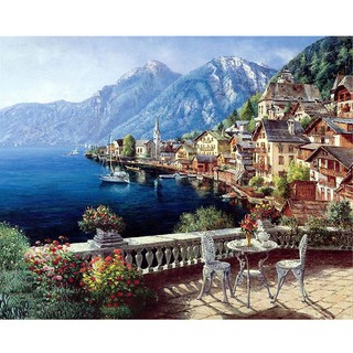 Landscape DIY Oil Painting Canvas By Numbers with Acrylic Paint Kit Home Decor