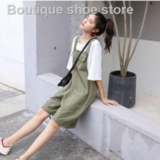 ✟■♧Fat Sister Clothes ♛ 90kg Wearable Suspenders and Shorts Female Summer Students Korean Version Loose Casual Thin Wide Leg One-piece Oversize Pants Fashion