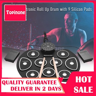 inone⭐Compact Size USB Roll-Up Silicon Drum Set Digital Electronic Drum Kit 9 Dr
