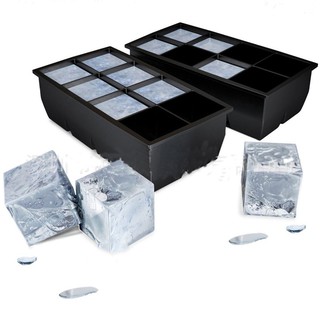 Black Big Giant Jumbo King Size Large Silicone Ice Cube Square Tray Mold Mould