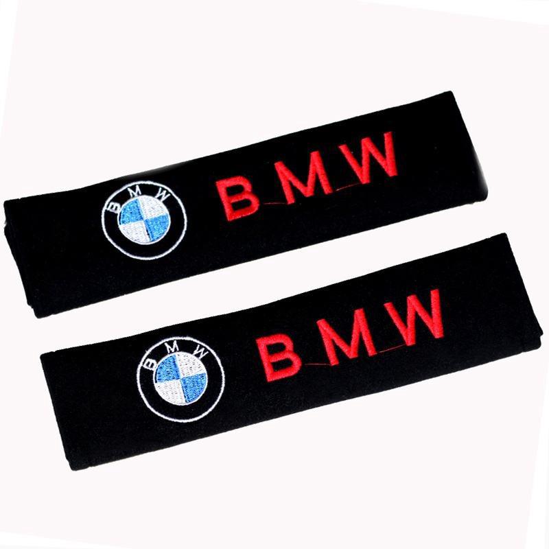 🚗2pcs Cotton Seat belt Shoulder Pads covers emblems for BMW🚗