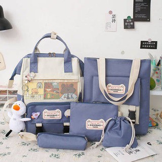 briefcase ✷Five-piece book bag female students Korean version of the bag female INS backpack middle school students bag
