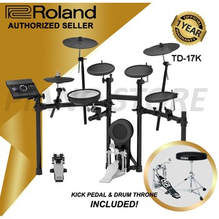 Roland TD17K Electronic Drum Kit TD-17K Drum Set TD V-Drum TD17 Roland Drum with Mesh Snare Pad with Kick Pedal & Throne