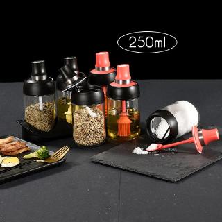 Kitchen Glass Seasoning Bottle 250ML For Salt Honey Condiment Storage Clear Jar Seal Cap With Spoon