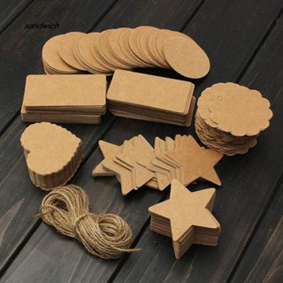 SDWC 100Pcs Vintage Blank Brown Kraft Paper Hang Tags Wedding Party Favor Cards Gift