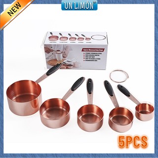5Pcs Baking Tools Set Rose Gold Stainless Steel DIY Measuring Cups Spoons