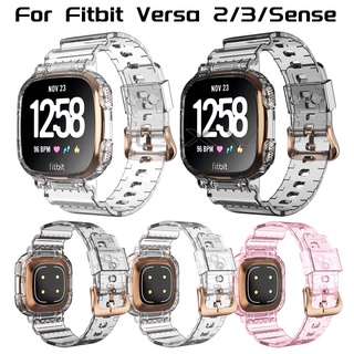 For Fitbit Versa 1 Versa 2 Glacier Transparent Strap with Case 2 in 1 Integral Band for Fitbit Versa 3 Fitbit Sense Accessories