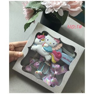 [SG Ready Stock] Princess Hairbrush and Hair Accessories Set Clips Hair Ties Kitty [Little Gems]