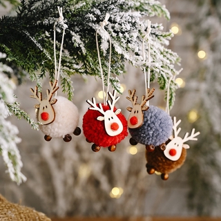 🎄Christmas Tree Ornaments Cute Felt Wooden Elk Ornament Pendant Crafts New Year 2021 4 PACK