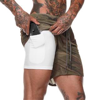 Multi-pocket Zip Pocket Men Joggers Shorts Men 2 In 1 Short Pants Gyms Fitness Workout Quick Dry