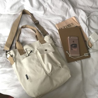 Men's Korean Trend Casual Wild Pocket Canvas Messenger Tote Bag
