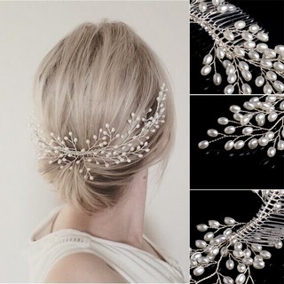 *J❤* Bridal Faux Pearl Wedding Tiara Headdress Headband Hair Comb Jewelry Party (1)