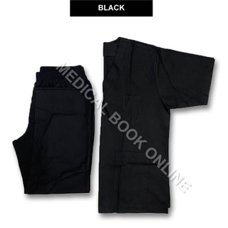 [Shop Malaysia] Medical Scrub Suit Black ( Top & Pant ) Unisex