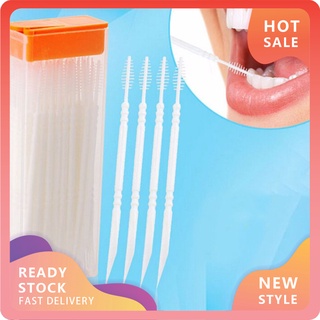 DR-KQ 120Pcs/Box Double Head Plastic Toothpick Teeth Cleaning Stick Brush Oral Care