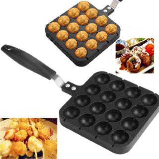 DreamH☛ 16Holes Aluminum Takoyaki Maker Grill Pan Octopus Ball Plate Home Cooking Forms Mold Tray Baking Pan Kitchen Accessories ❀