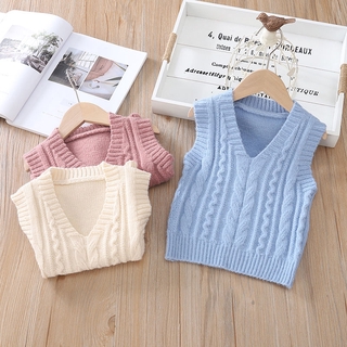 2021 new spring and autumn girls' sweater knitted vest knitted vest vest vest