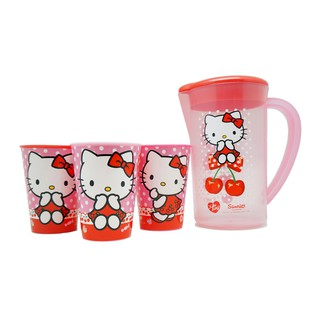 Genuine Hello Kitty Pitcher And 3Pcs Tumblers for Kids