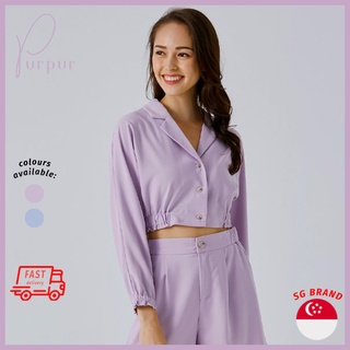 Purpur Women Raylea Cropped Collared Blazer Top Lilac Purple