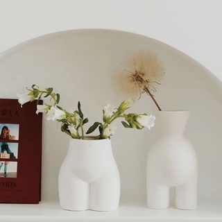 [Insfree] 🌱ins Nordic White Ceramics Creative Simple Dried Flower Vase Home Decoration Living Room Porch Flower Arrangement Flower Ornaments