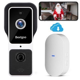 Bextgoo 1080P Video Doorbell Camera Wireless with Chime,Human Detection,IP65 Weatherproof,Free Cloud Storage Service
