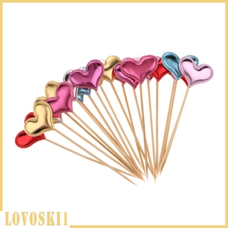 20 Pieces Toothpick Leather Heart Cupcake Picks Birthday Topper