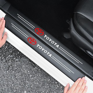 5pcs Toyota Carbon Fiber Leather Threshold Strip Trunk leather sticker For Vios CHR Yariis Collora Camry RAV4 Fortuner