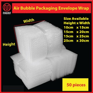[Shop Malaysia] 50 pieces - 10cm x 15cm / 15cm x 25cm / 25cm x 30cm -/Air Bubble Packaging Envelope Wrap Plastic Packingng Fragile Produ