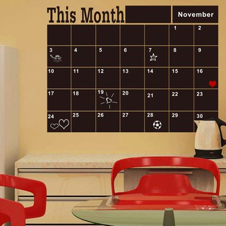 PVC Monthly Planner Calendar Blackboard Removable Wall Sticker Chalk Board Decal