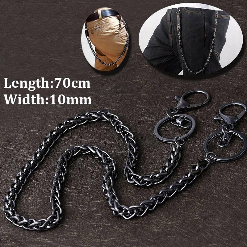 Men's Heavy Metal Style Punk Thick and Long Jeans Chain Trousers Chains