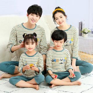Summer New Family Clothes Set Boy 2pcs Homewear Cotton Top+Pants Girls Pajamas Cartoon Cat Dog Sleepwear