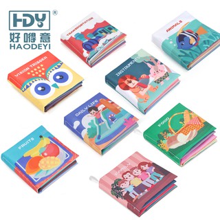 HDY Baby Books Soft Cloth Book Toy Set Baby Accessories Animal Colouring Softbooks Newborn Infant Toddler Kids Children Books Fabric Clothbook Early Learning Toys Cartoon Intelligence Educational English Clothbooks Food Fruits Transportation Family Music