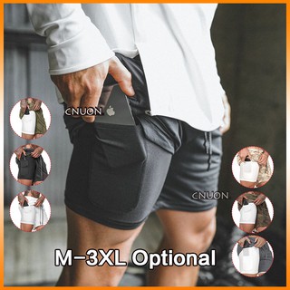 2 in1 Summer Mens Gym Shorts Plus Size Sport Fitness Running Shorts Pockets Quick Dry Workout Training Sports Wear