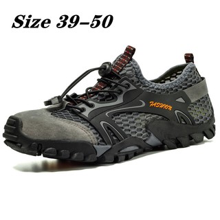 Ready Stock Plus Size 39-50 Outdoor Sports Men Climbing Shoes Hiking Shoes Mesh Breathable Wading Shoes