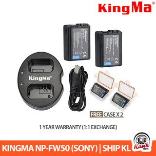 🔋Ready Stock📸 Sony NP-FW50 Compatible Kingma Dual Battery Pack + Charger Sony Camera Battery A6300 A6000 A5100 A7ii A7